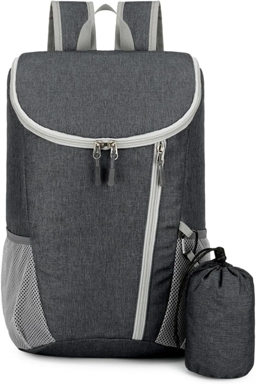 PORRASSO Hiking Backpack Foldable Waterproof Daypack Lightweight Rucksack Backpack for Women Men Camping Trekking Cycling Climbing Outdoor Sports Dark Gray