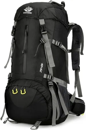 PORRASSO Hiking Backpack Waterproof Daypack 50L Rucksack with Rain Cover Backpack for Travel Trekking Camping Climbing Outdoor Sports Black Grey