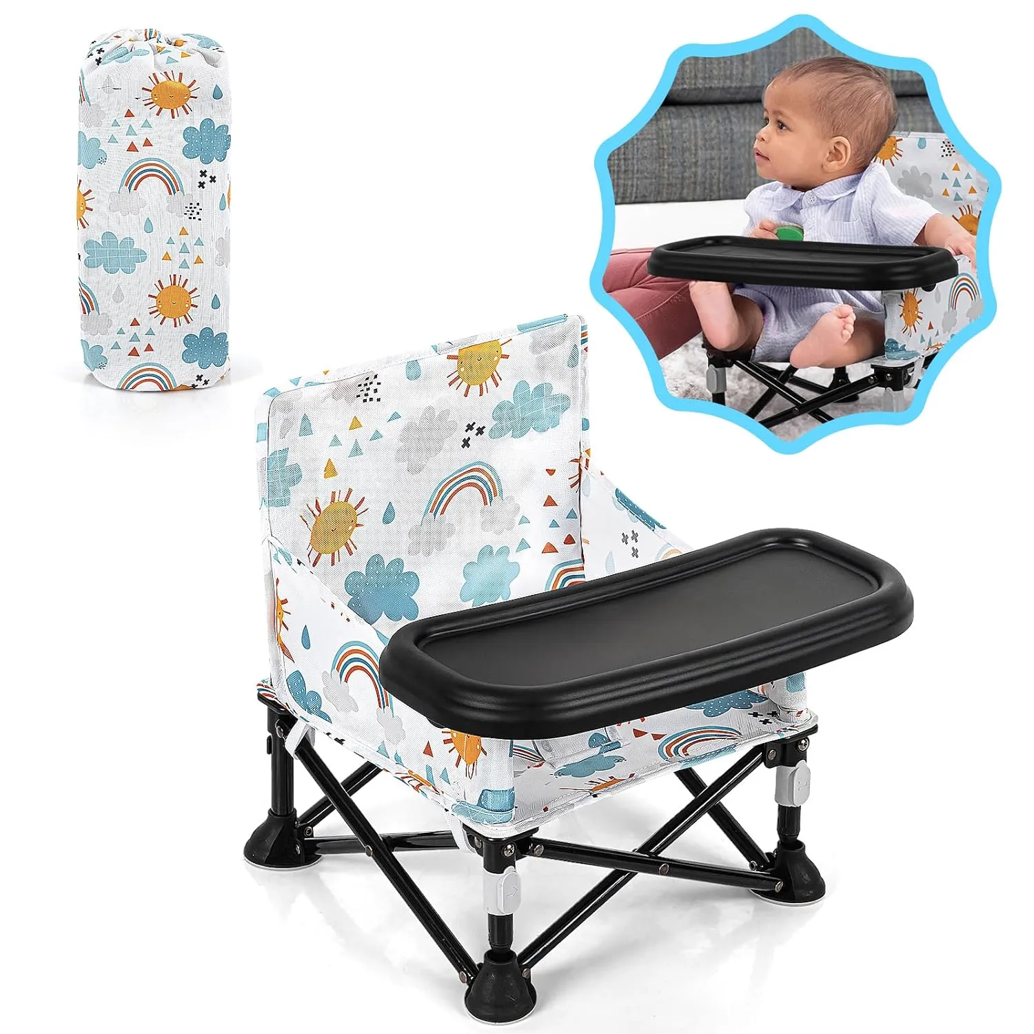 Portable Baby Chair Baby Booster Seat, Toddler Camping Chair(Sun)