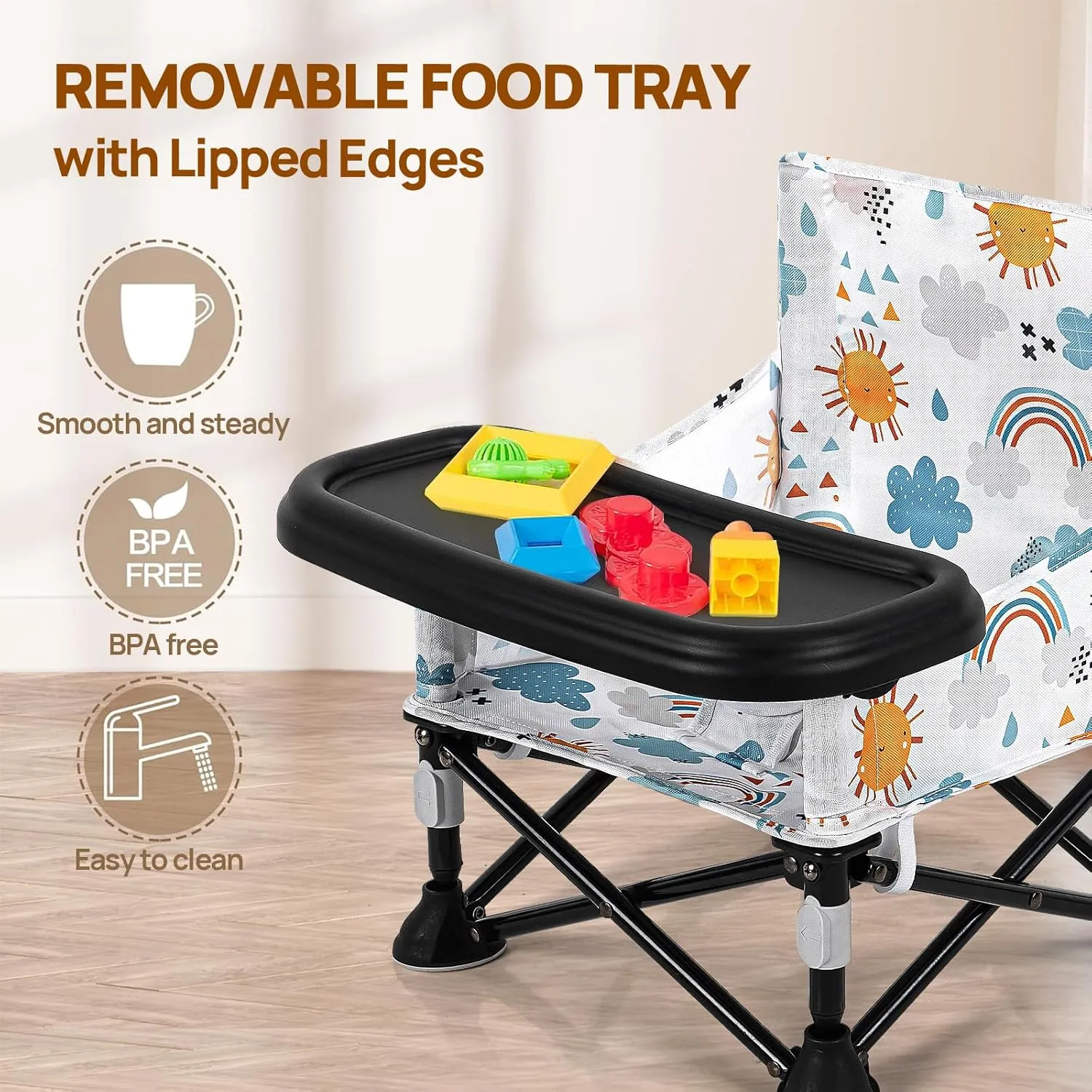 Portable Baby Chair Baby Booster Seat, Toddler Camping Chair(Sun)