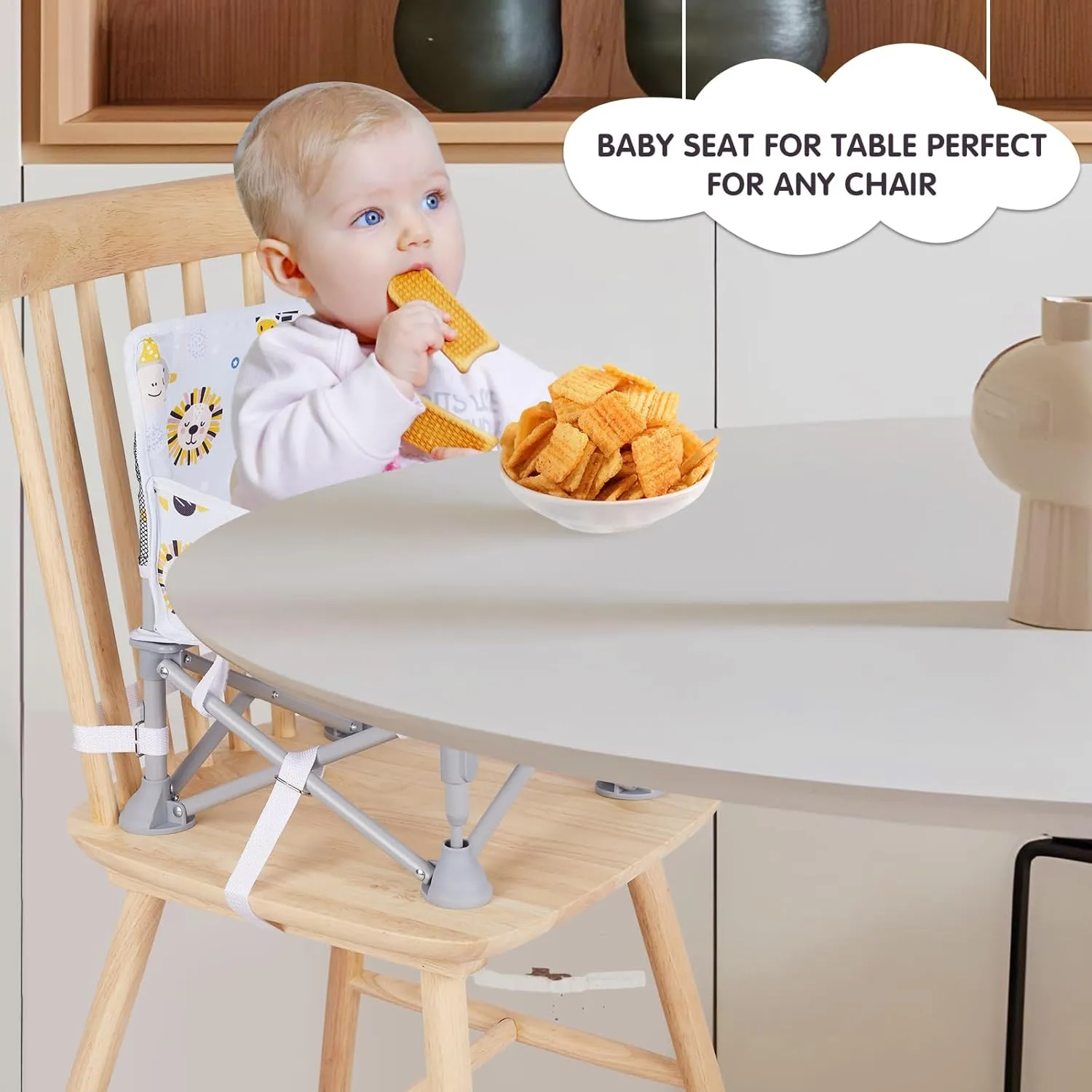 Portable Booster Seat, Toddler Baby Seat with Tray for Dining Table Compact Floor Chair for Camping Lawn Beach Babies Travel 6-36 Months