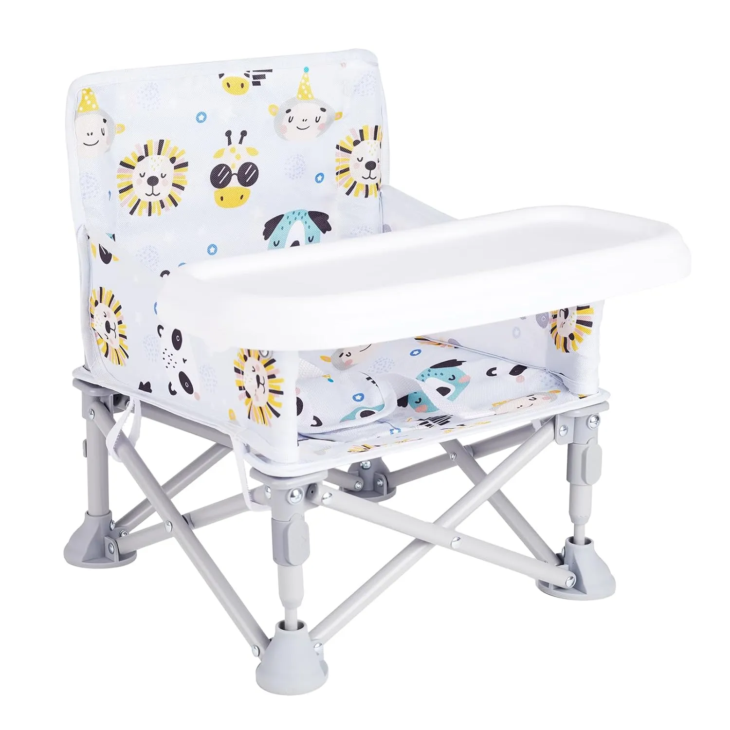 Portable Booster Seat, Toddler Baby Seat with Tray for Dining Table Compact Floor Chair for Camping Lawn Beach Babies Travel 6-36 Months