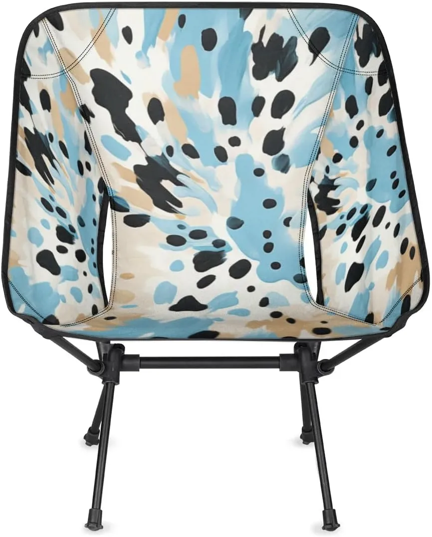 Portable Camping Chair Blue Black Print Ultralight Folding Camping Chair Backpacking Hiking Chair with Cup Holder for Outdoor Travel Beach Picnic Festival, Compact Portable 176 lbs Capacity