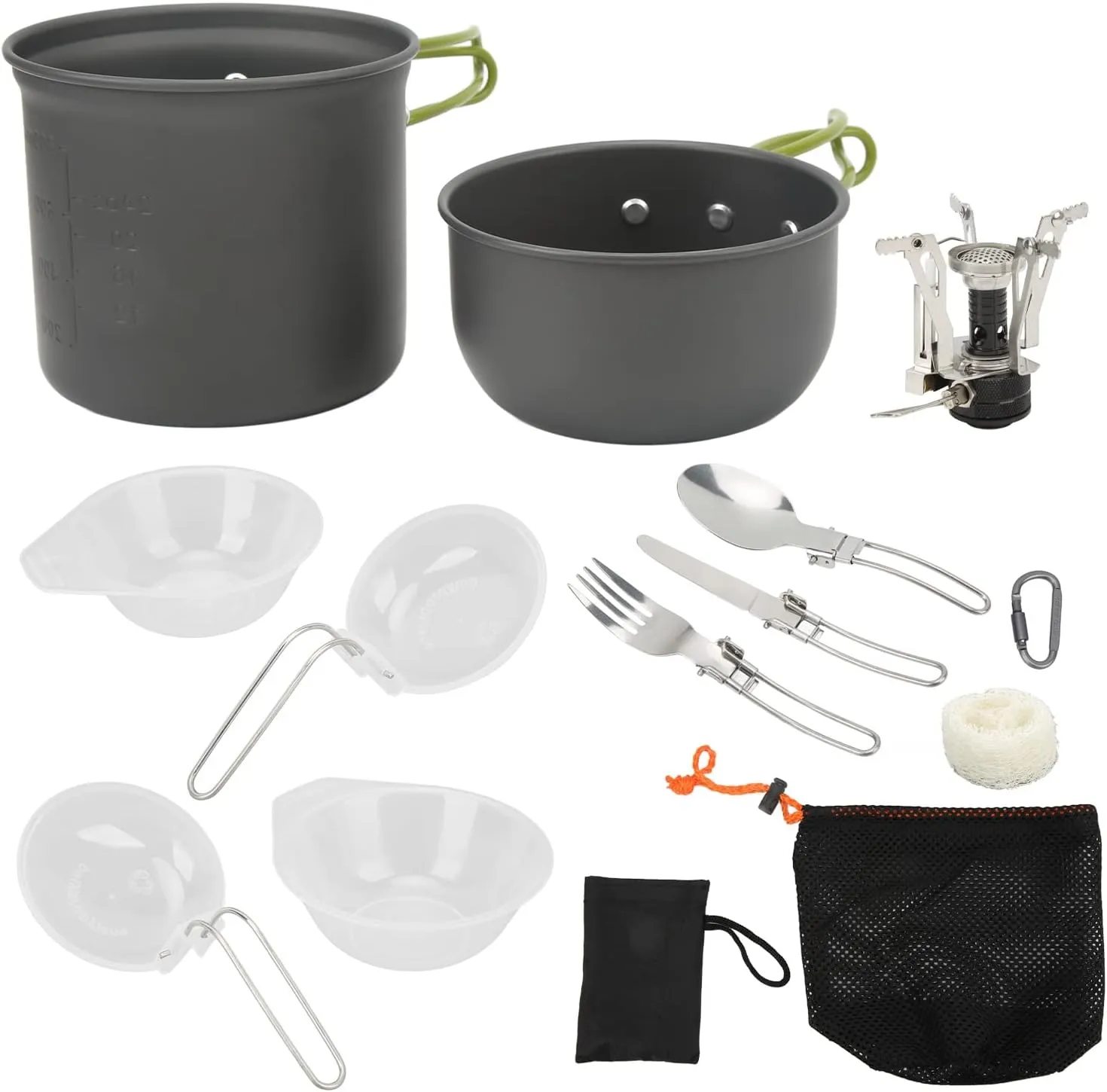 Portable Camping Cookware Kit, Lightweight Outdoor Cooking Utensil Set for Camping, Hiking, Backpacking, and Emergencies