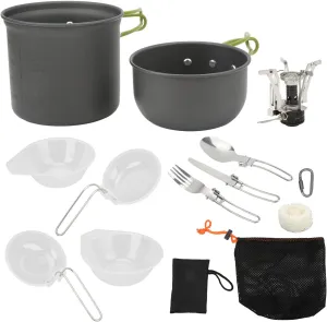 Portable Camping Cookware Kit, Lightweight Outdoor Cooking Utensil Set for Camping, Hiking, Backpacking, and Emergencies