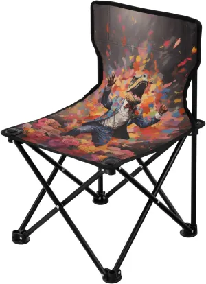 Portable Camping Folding Chairs Foldable Chair Small Dinosaur Funny 1 Lightweight Backpacking Outdoor Outside Fishing