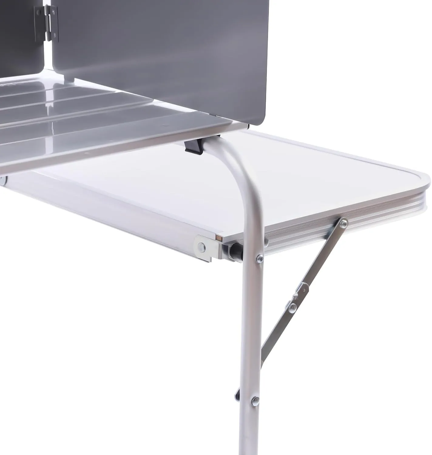 Portable Camping Kitchen Table with Storage and Windshield - Lightweight Foldable Outdoor Cooking Station with 2 Tables, Oxford Fabric, Aluminum Alloy Frames - Ideal for BBQ, Picnic, Tailgating