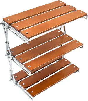 Portable Camping Rack 3 Layered Outdoor Camping Table 3 Tier Foldable Rack Shelf Picnic Desk Outdoor for Camp Party Picnic Beach BBQ Grill Cooking