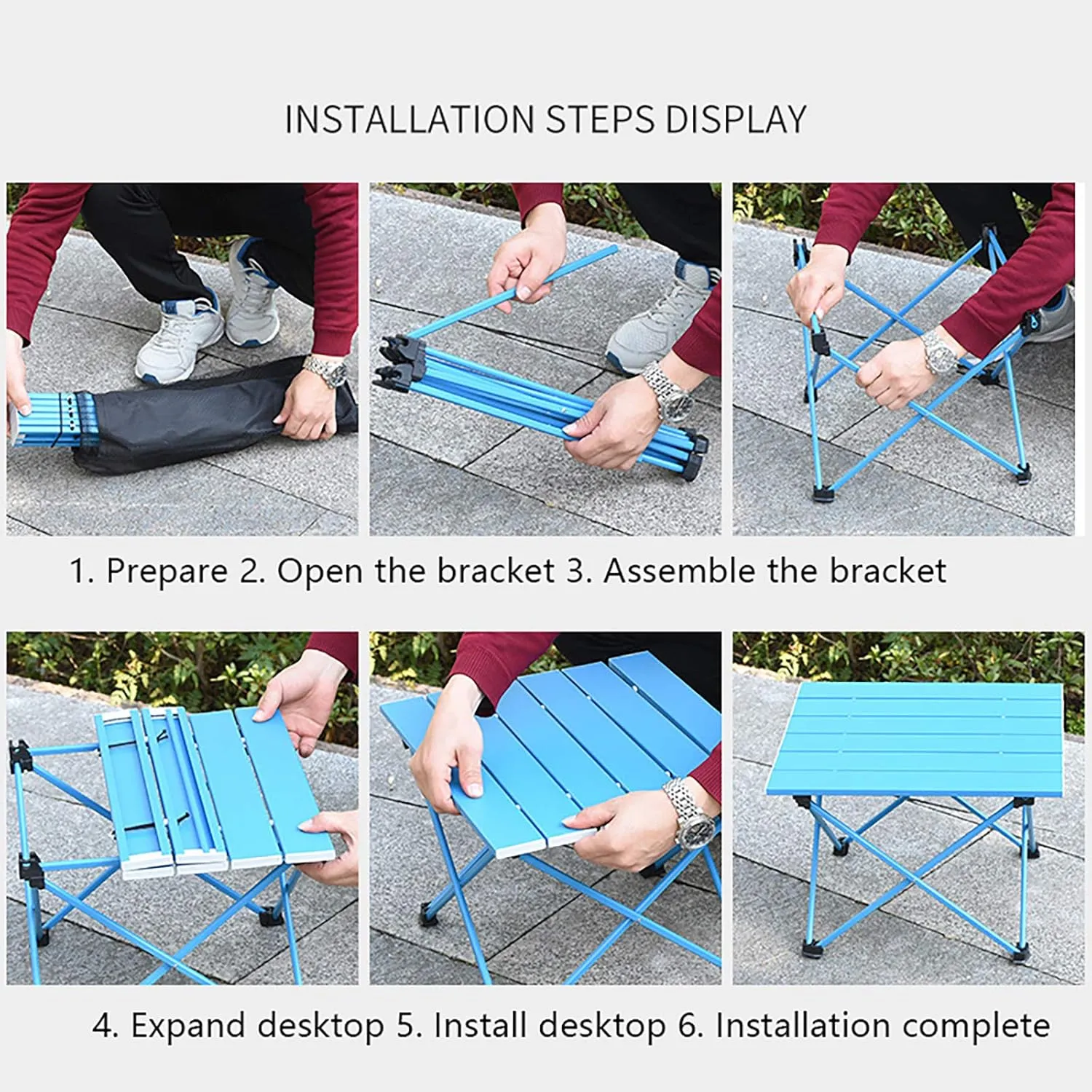 Portable Camping Table Aluminum Alloy Folding Ultra-Light Camping Table Equipped with a Carrying Bag Easy to Store Suitable for Camping Hiking Fishing Picnic Sports Travel