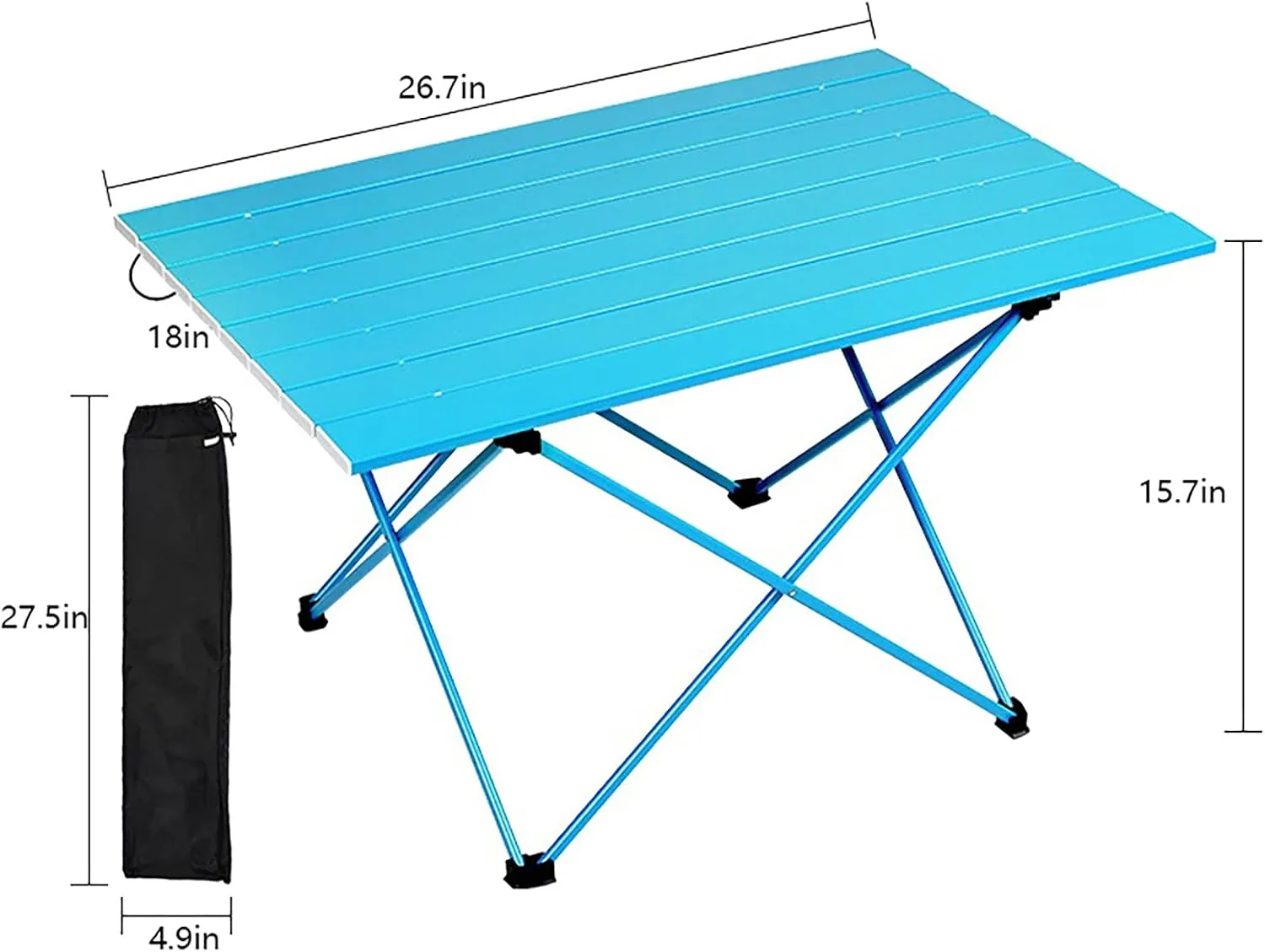 Portable Camping Table Aluminum Alloy Folding Ultra-Light Camping Table Equipped with a Carrying Bag Easy to Store Suitable for Camping Hiking Fishing Picnic Sports Travel