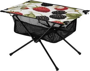 Portable Camping Table Berries and Leaves Outdoor Foldable Camp Tables for Outside, Camping, Hiking, Tailgating