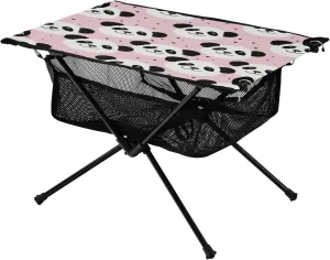 Portable Camping Table Foldable with Mesh Storage Lightweight Compact Camp Tent Side Table for Outside,Camping,Hiking,Tailgating,Panda