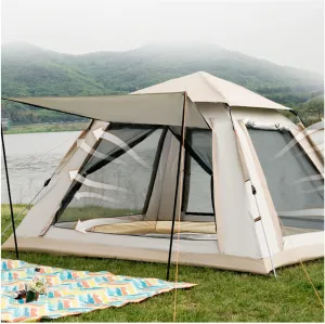 Portable Campitents Family 4 People Pop Open in 3 Seconds,Double Doors and Four Dome Tent Practical and Lightweight Teepee Tent for Camping