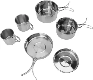 Portable Cookware Set Ideal Outdoor Camping Kitchenware with Pan Pot Plate Tableware 6 Piece Set
