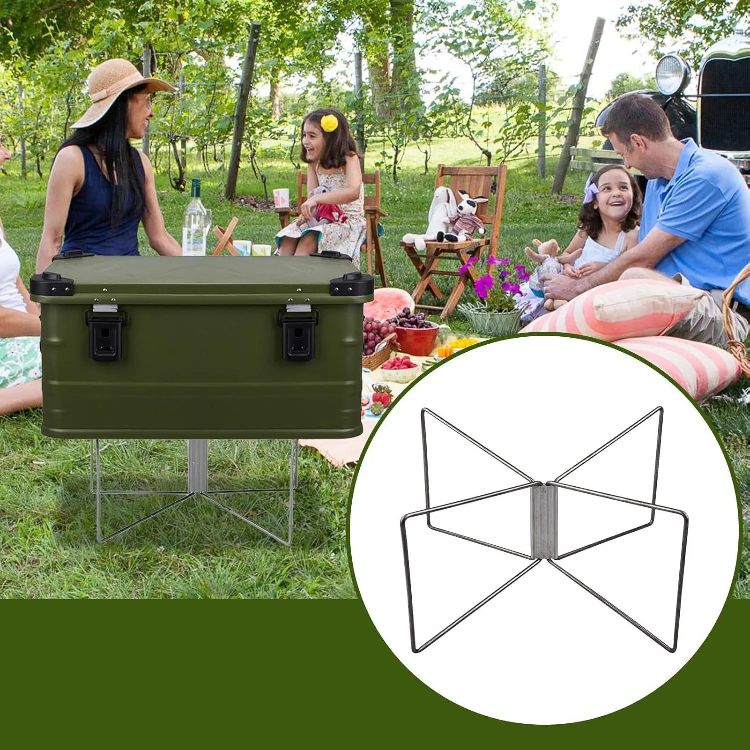 Portable Cooler Stand - Folding Frame for Cooler - Luggage Rack Lightweight Storage Box Holder for Camping Hiking BBQ Cooking Picnic Outdoor