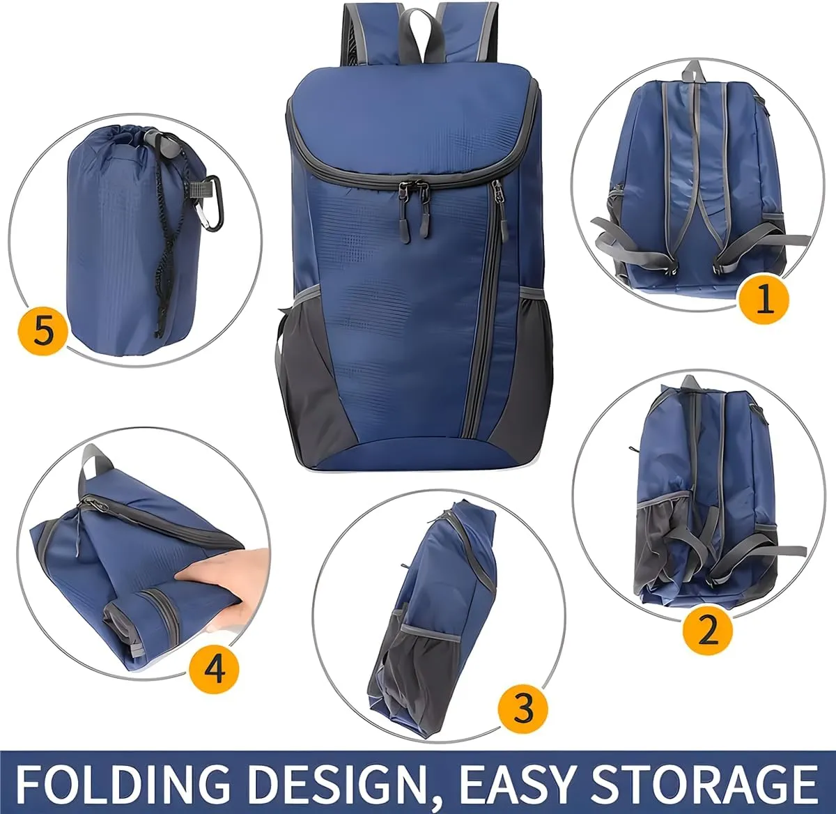 Portable Foldable Backpack Folding Mountaineering Bag, Ultralight Outdoor Cycling Rucksack, Travel Hiking Knapsack(Gray)