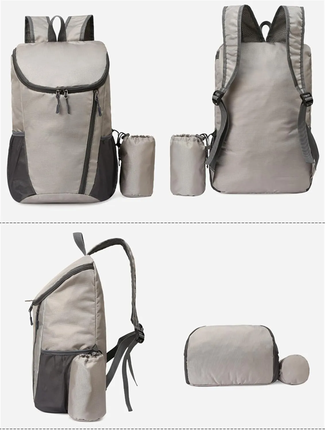Portable Foldable Backpack Folding Mountaineering Bag, Ultralight Outdoor Cycling Rucksack, Travel Hiking Knapsack(Gray)