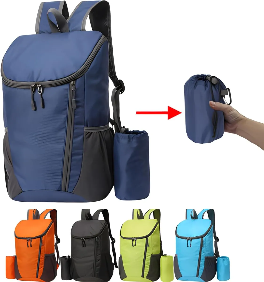Portable Foldable Backpack Folding Mountaineering Bag, Ultralight Outdoor Cycling Rucksack, Travel Hiking Knapsack(Gray)