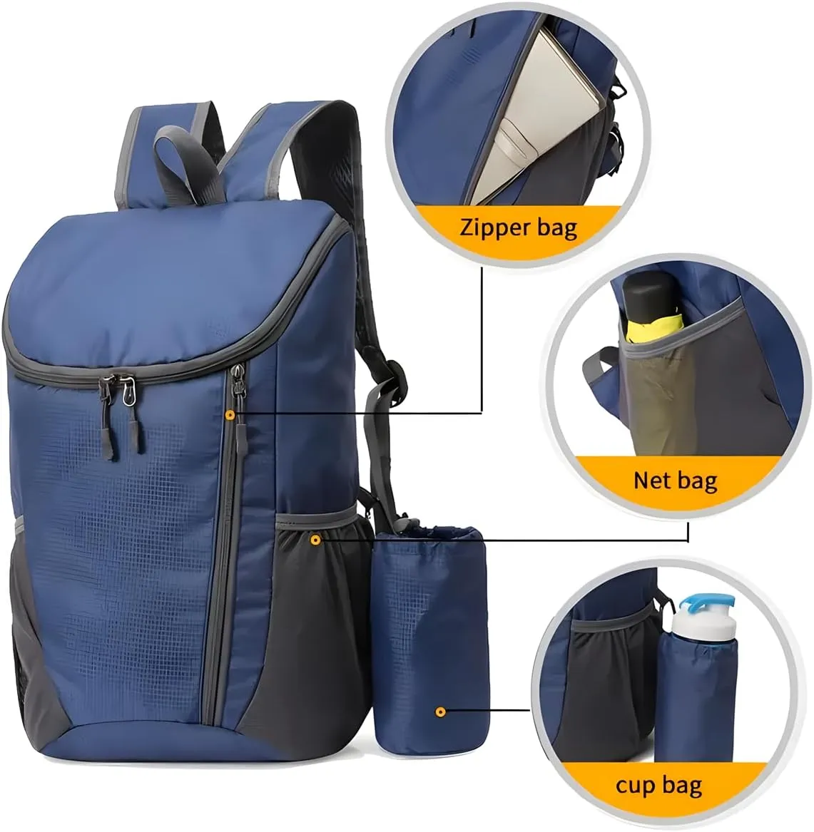 Portable Foldable Backpack Folding Mountaineering Bag, Ultralight Outdoor Cycling Rucksack, Travel Hiking Knapsack(Gray)