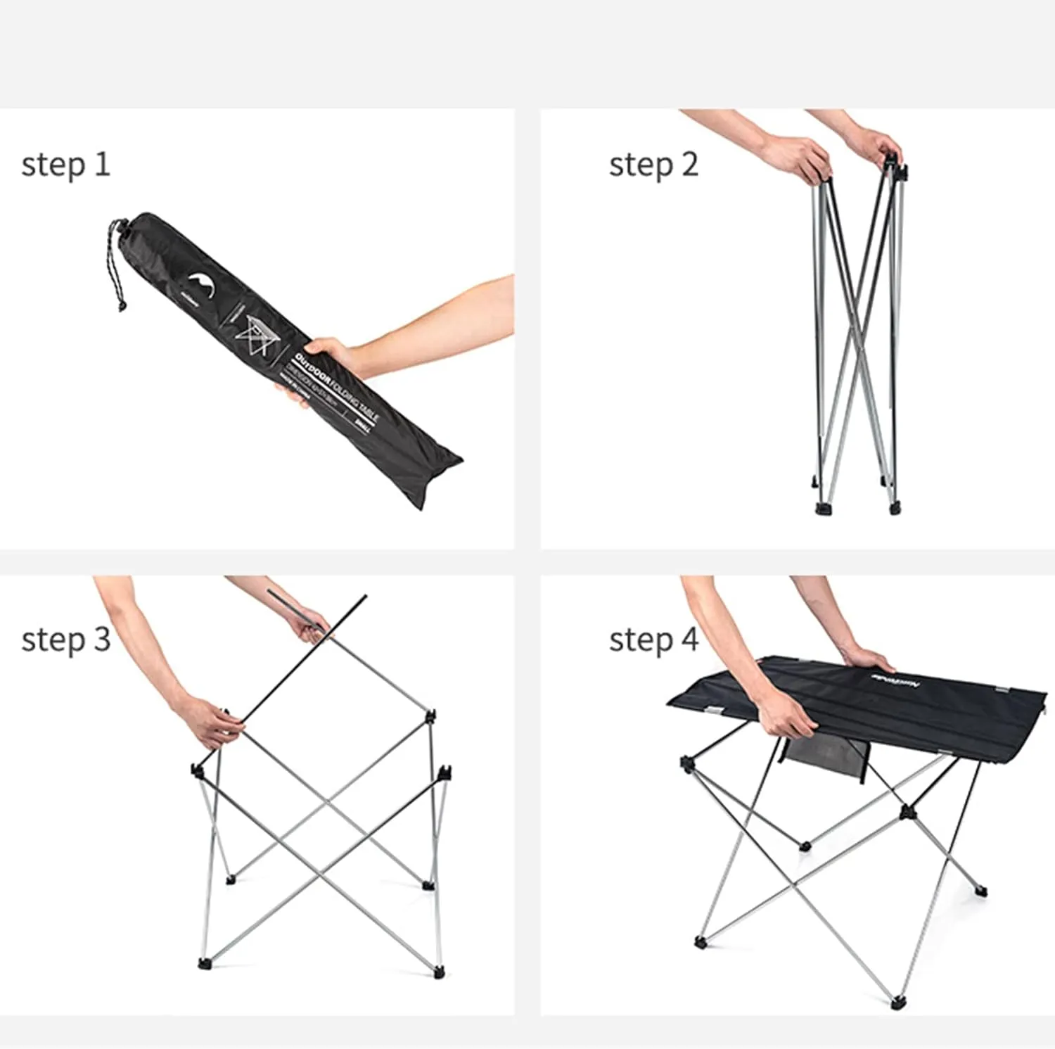 Portable Folding Camping Table 1 Pack, Folding Side Table Aluminum Splicable Picnic Table for Outdoor Cooking, Hiking, Travel, Picnic,Black,S
