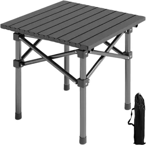 Portable Folding Camping Table for 2-4 Persons, Carbon Steel Height Adjustable Lightweight Metal Tables with Carry Bag for Picnic BBQ Black