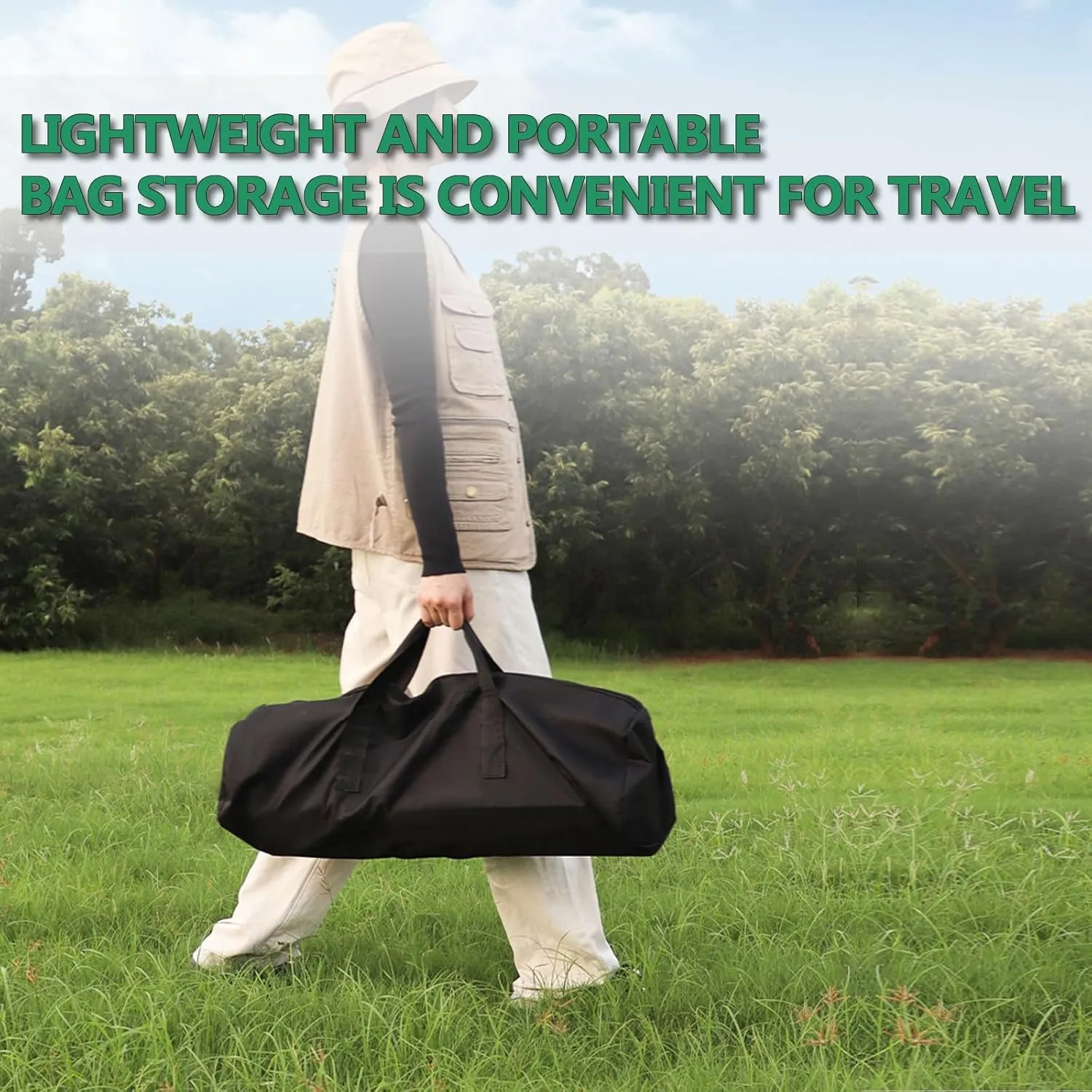 Portable Folding Camping Table, Roll-Up Aluminum Table with Carry Bag, Lightweight Design for Beach, Travel, and Outdoor Adventures Black 95×55×50cm/37×21×19.7in