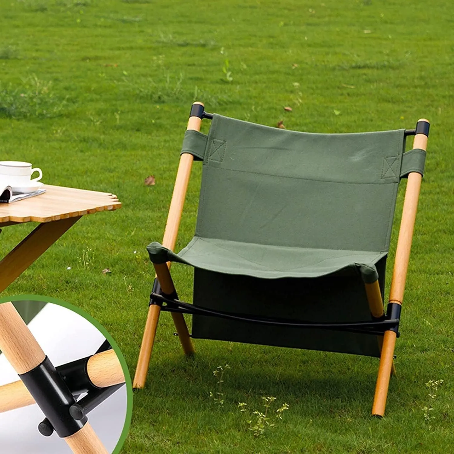 Portable Folding Chair Folding Chair Outdoor Break Solid Wood Recliner Folding Canvas Seat Stool for Outdoor Pool Leisure Beach Lounge Adjustable Folding Chair(C)