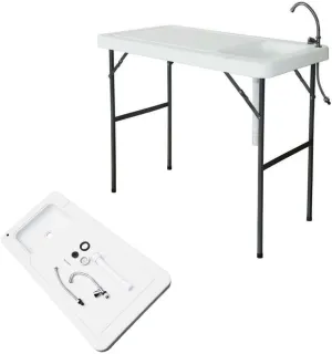 Portable Folding Fish Table, Fish Fillet Hunting Table Cutting Camping Fish Cleaning Table with Sink Faucet for Picnic Outdoor Gardening