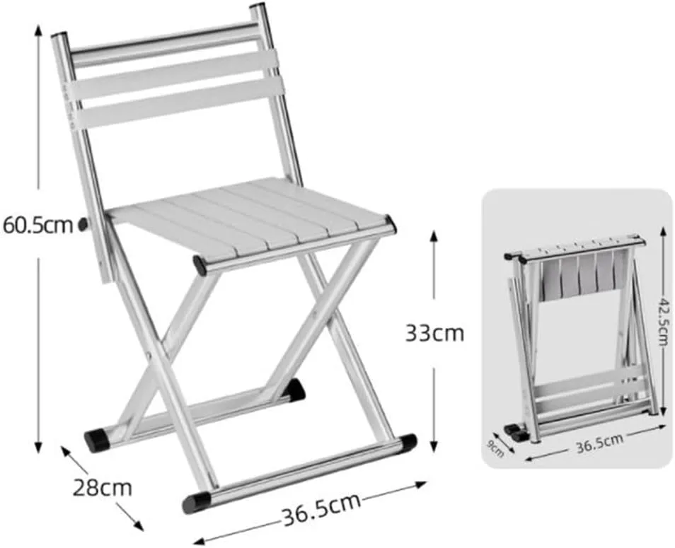 Portable Folding Fishing Chair W/Backrest, Multipurpose Camping Stool, Small Foldable Step Stool for Outdoor Hunting Travel, Gifts for Fisherman(Silver,Medium)