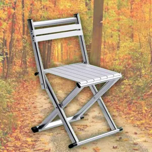 Portable Folding Fishing Chair W/Backrest, Multipurpose Camping Stool, Small Foldable Step Stool for Outdoor Hunting Travel, Gifts for Fisherman(Silver,Medium)