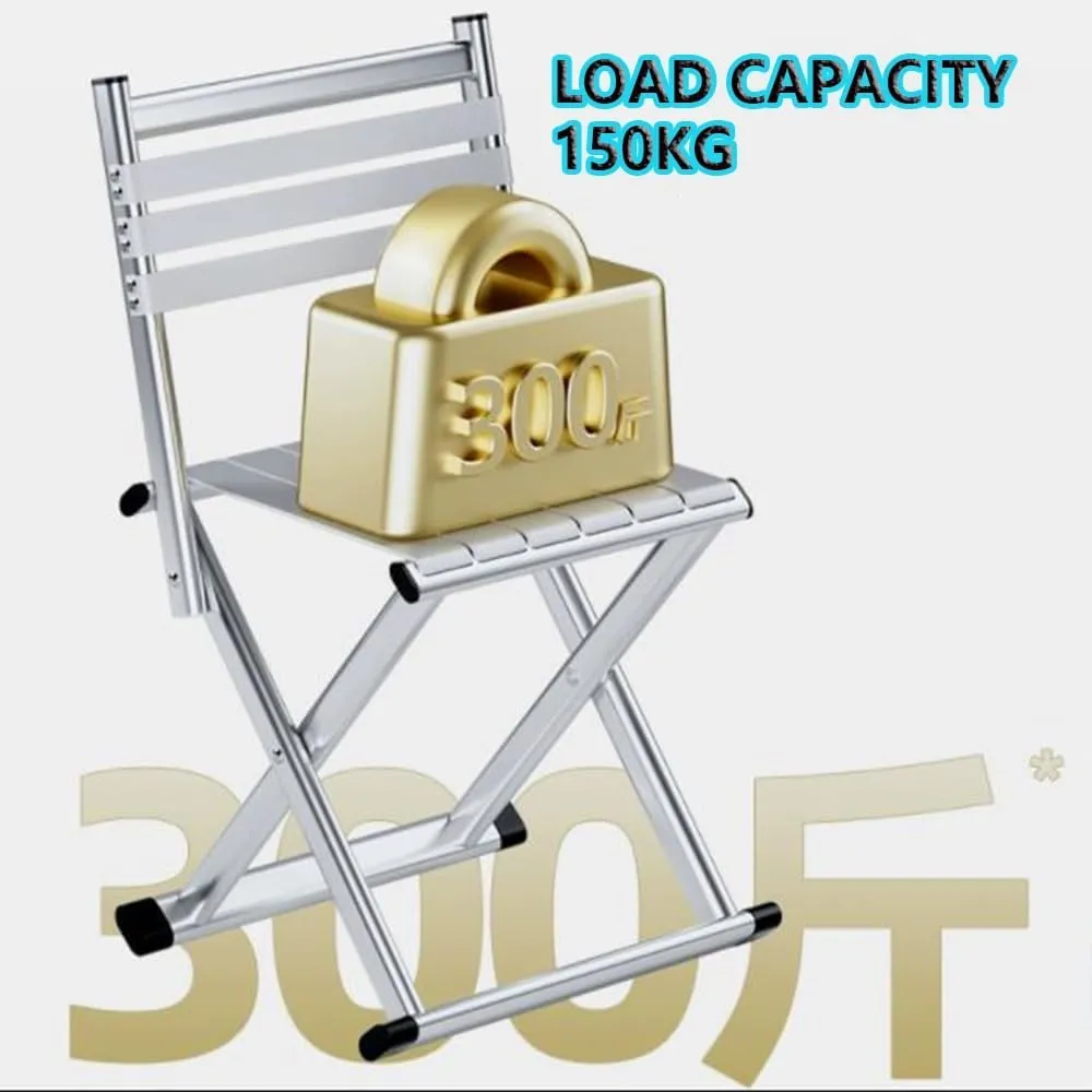 Portable Folding Fishing Chair W/Backrest, Multipurpose Camping Stool, Small Foldable Step Stool for Outdoor Hunting Travel, Gifts for Fisherman(Silver,Medium)