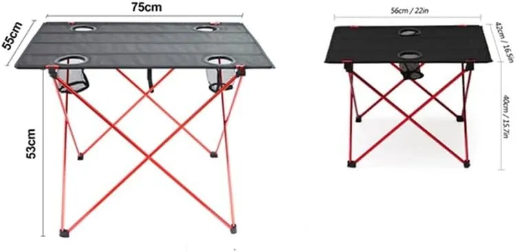Portable Folding Table，Folding Table, Portable Table, Adjustable Folding Table, Portable Outdoor Side Table, Lightweight Camping Table, Suitable for Camping, Coffee and Travel/E/56*42*40Cm
