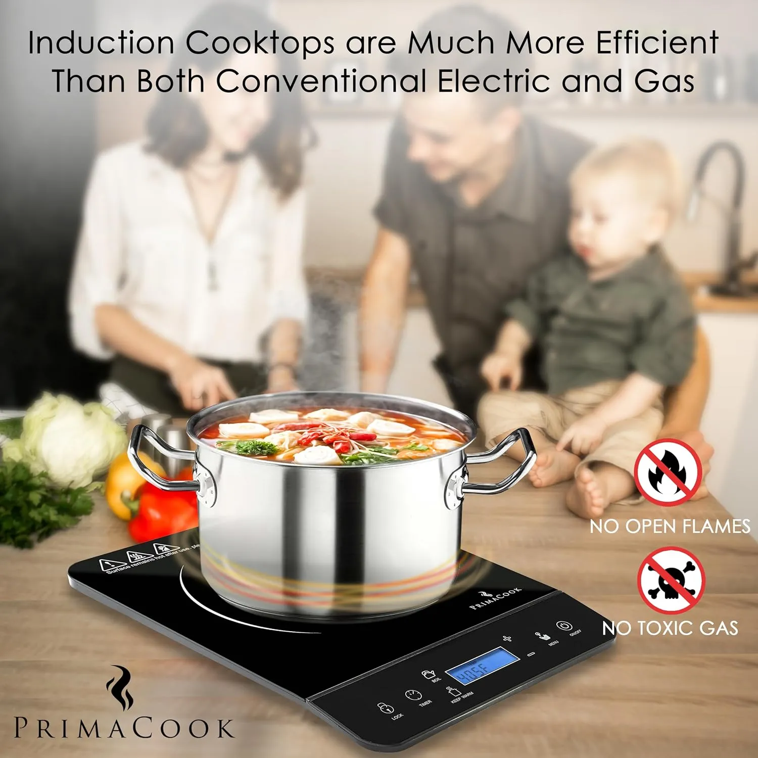 Portable Induction Cooktop - Single Burner Induction Hot Plate - Safe, Fast Heating for Gourmet Cooking - Sleek Design with Touch Controls - Energy Efficient Home Food Preparation (Black)
