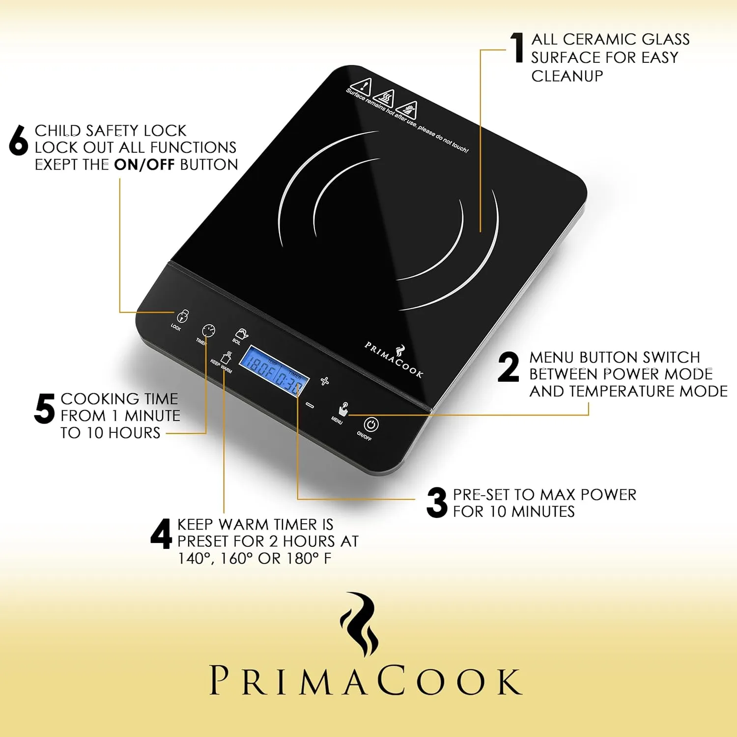Portable Induction Cooktop - Single Burner Induction Hot Plate - Safe, Fast Heating for Gourmet Cooking - Sleek Design with Touch Controls - Energy Efficient Home Food Preparation (Black)