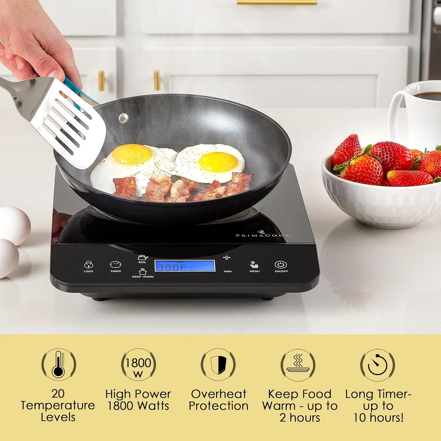 Portable Induction Cooktop - Single Burner Induction Hot Plate - Safe, Fast Heating for Gourmet Cooking - Sleek Design with Touch Controls - Energy Efficient Home Food Preparation (Black)