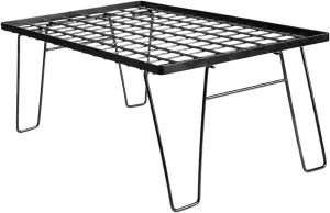 Portable Outdoor Folding Table with Charcoal Grill Plate Multifunctional Camping Rack for BBQ Beach and Garden