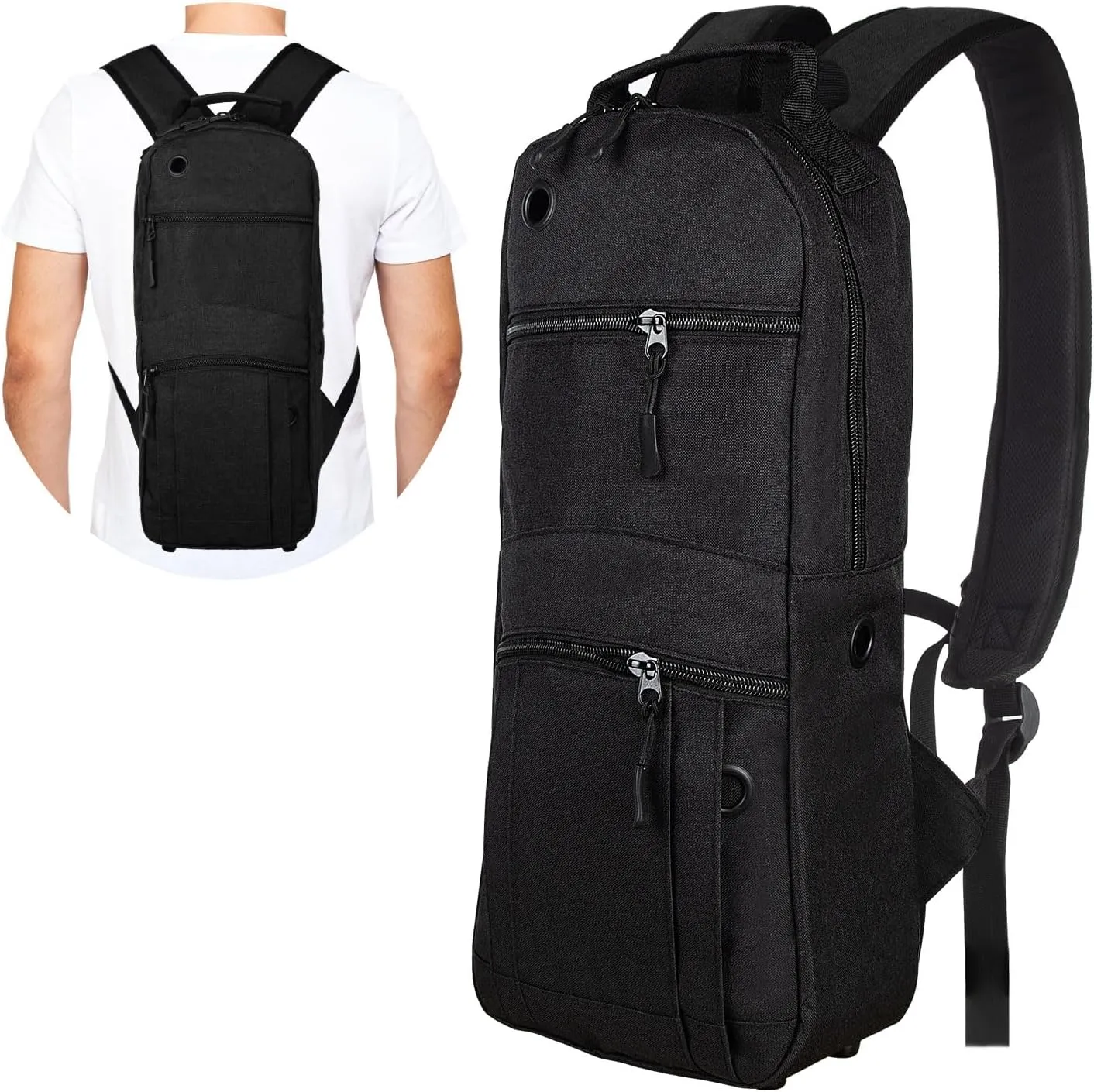 Portable Oxygen Tank Backpack for Size M2, B/M6, C/M9, ML6, A/M4, M7, Comfortable Medical Oxygen Cylinder Backpack Bag with Durable Straps for Travel - Not Suitable for Size D (Black)