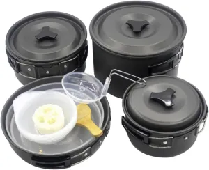 Portable Picnic Cooking Set for 4-5 People -in-one Camping Cookware Compact Design Mesh Bag for Outdoor Cooking Essential