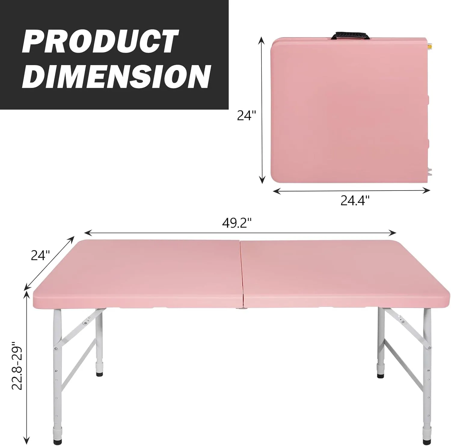 Portable Plastic Folding Table 4ft/6ft/8ft Heavy Duty White Black Picnic Dining Table Fold-in-Half for Camp Party Kitchen Indoor Outdoor