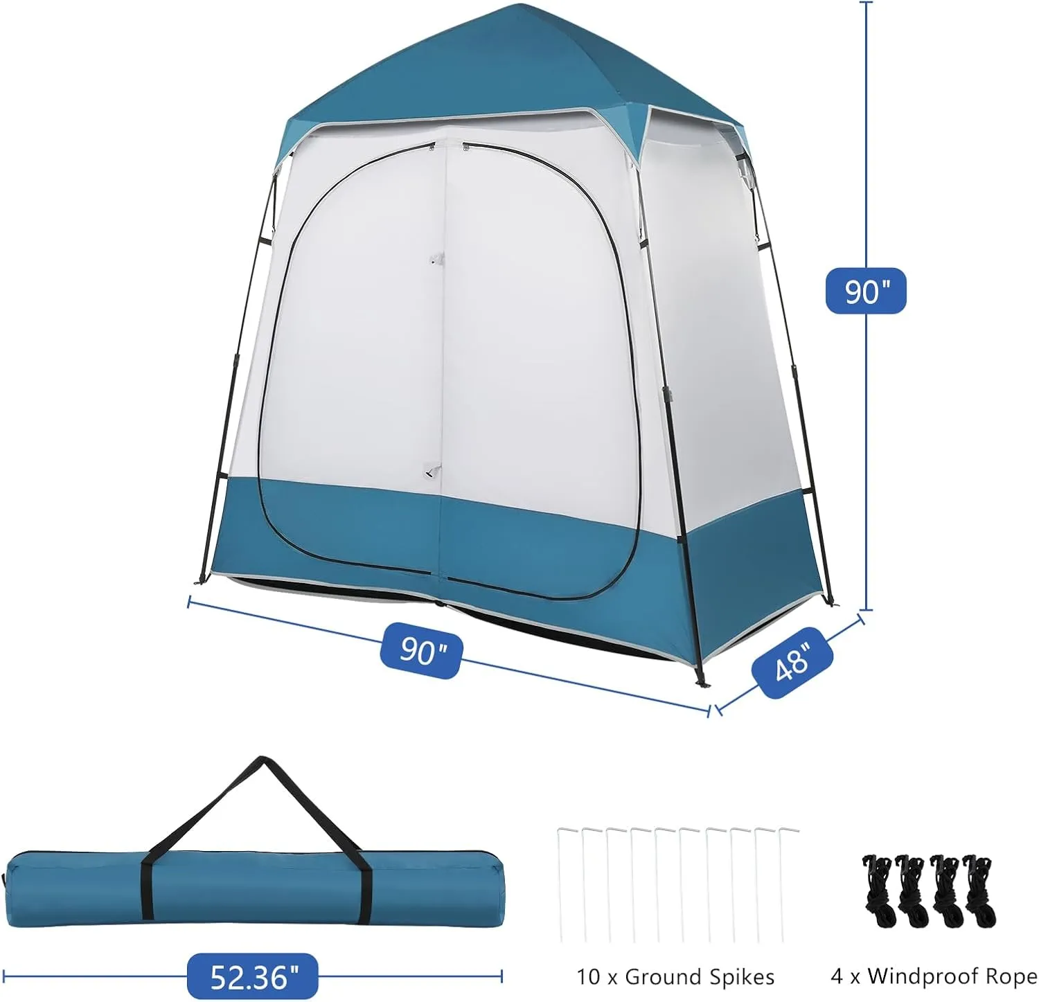 Portable Pop Up Privacy Shower Tent, Privacy Changing Room Tent, Outdoor Camping Bathroom Toilet Tent, Collapsible Shelter for Emergency – Lightweight & Sturdy, Easy Set Up, Foldable - with Carry Bag