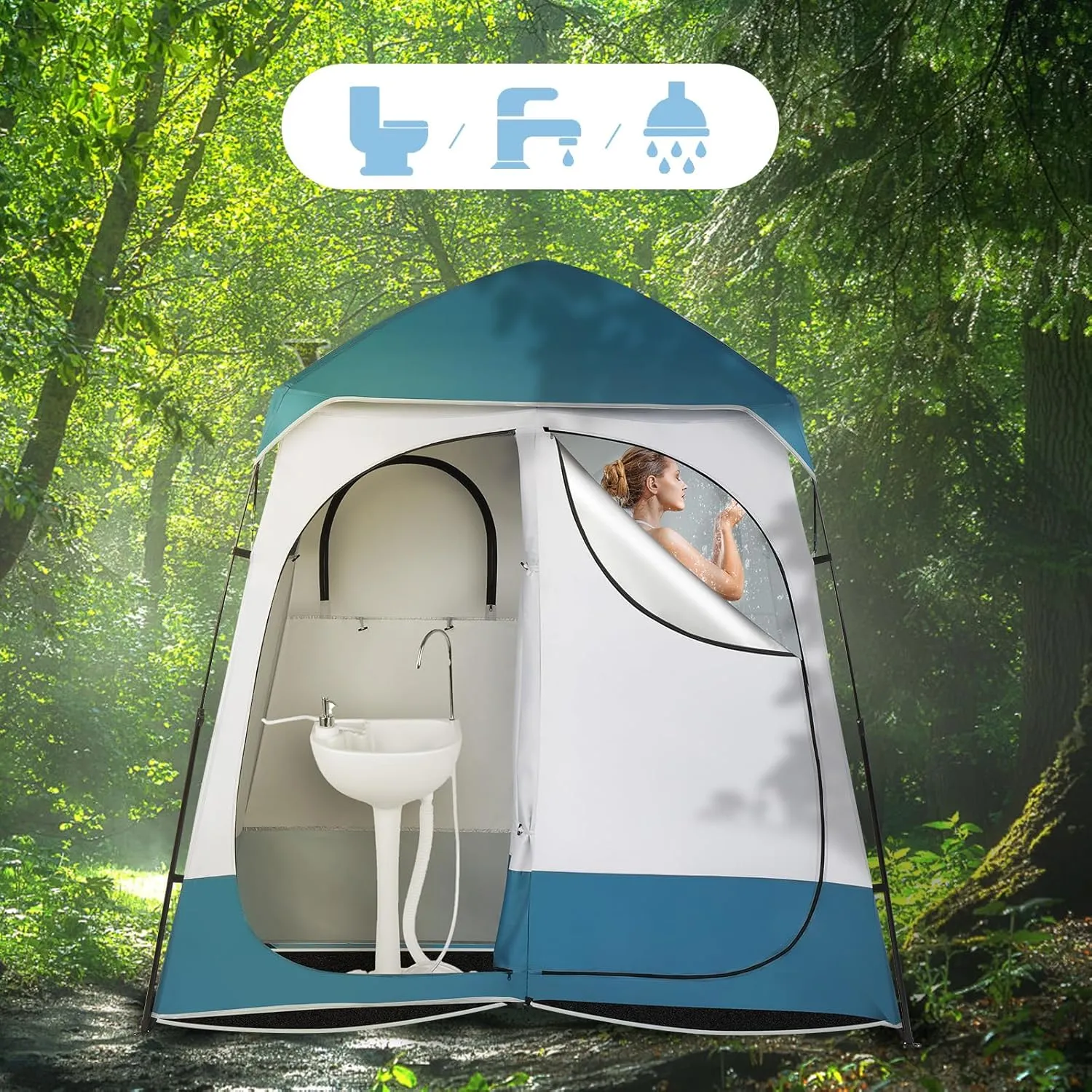 Portable Pop Up Privacy Shower Tent, Privacy Changing Room Tent, Outdoor Camping Bathroom Toilet Tent, Collapsible Shelter for Emergency – Lightweight & Sturdy, Easy Set Up, Foldable - with Carry Bag
