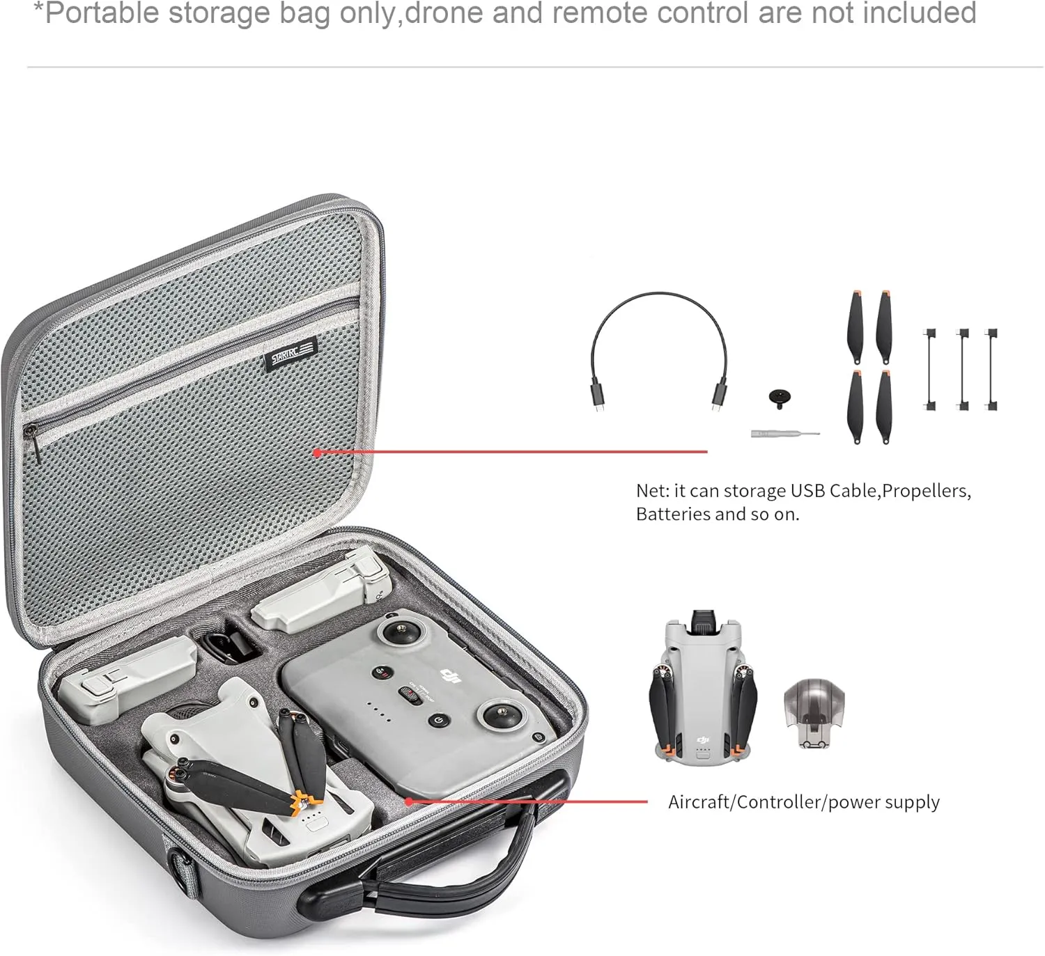 Portable Storage Bag for DJI Mini 3 Pro Drone Handbag Case Accessory Case (1110845, DJI Mini 3 PRO)