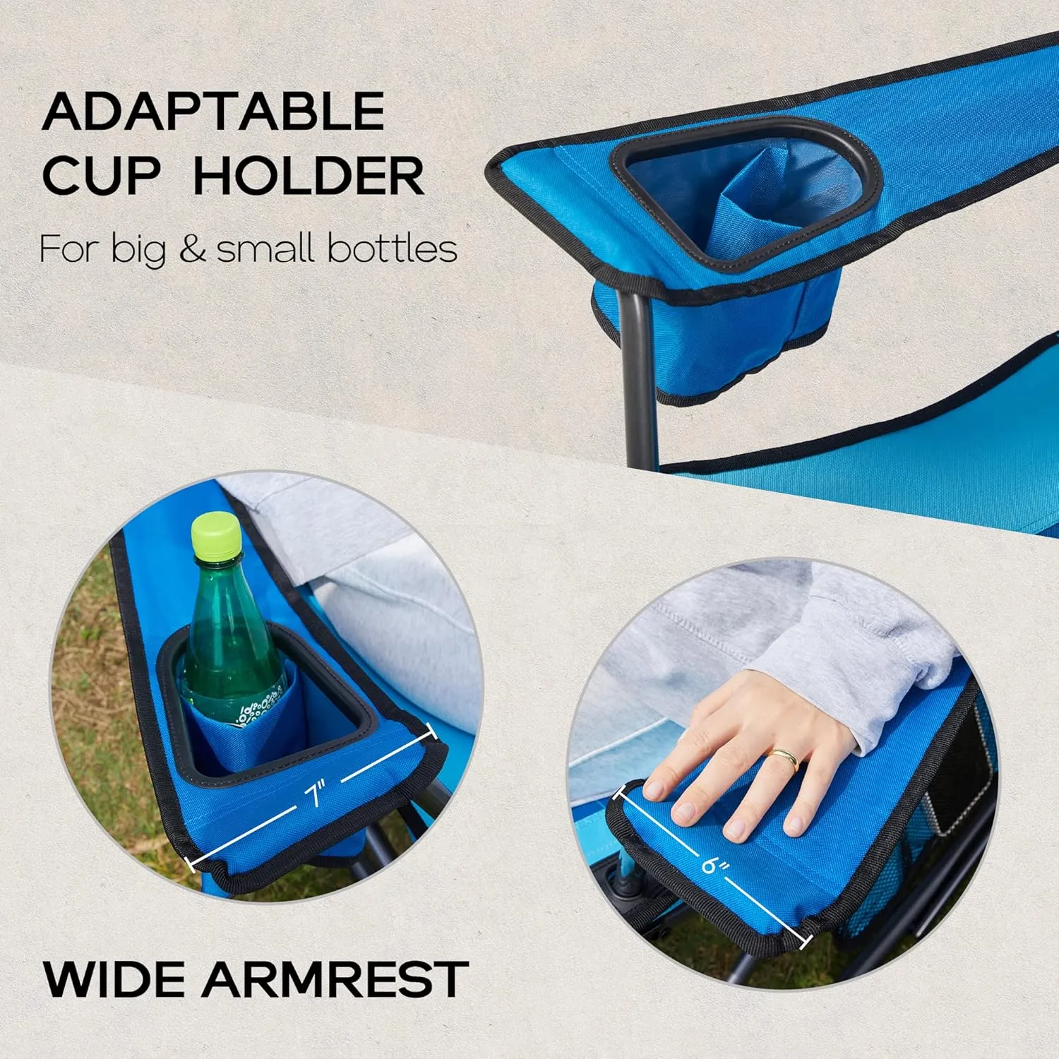 PORTAL Folding Camping Rocking Chair Portable Outdoor Rocker High Back Cup Holder Side Pocket Carry Bag Included, Support 300 lbs