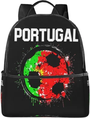 Portugal Soccer Portuguese Football Flag Casual Backpack Travel Backpacks Outdoor Sports Rucksack Lightweight Daypack Fashion Carry-on Bag for Weekender Traveling