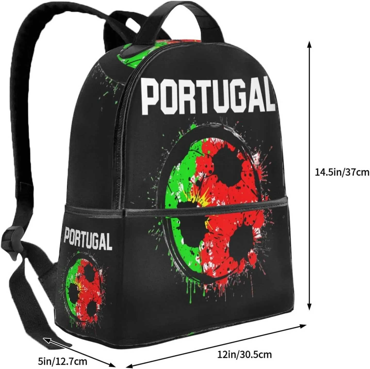 Portugal Soccer Portuguese Football Flag Casual Backpack Travel Backpacks Outdoor Sports Rucksack Lightweight Daypack Fashion Carry-on Bag for Weekender Traveling