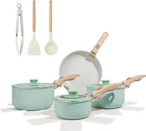 Pots and Pans Set, Non - Stick 17pcs Cookware Sets with Detachable Handles for Easy Storage and Versatile Use in Family Dinners & Daily Cooking