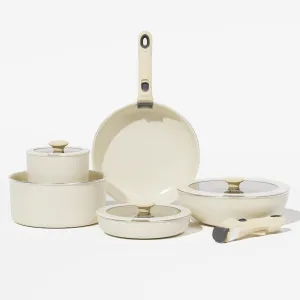 Pots and Pans Set Non Stick,10-Pcs Ceramic Cookware Set, Induction Kitchen Set with Removable Handle, RV Cookware Set with Detachable handle,Stackable Space Saving Pots Set, Oven/Fridge Safe