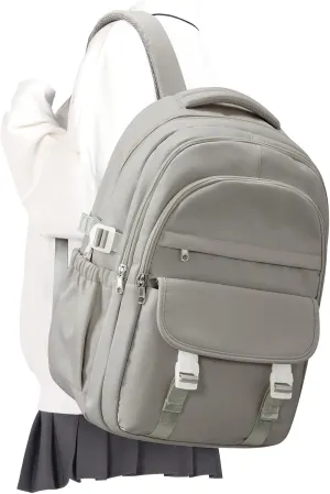 Preppy Middle School Backpack for Teens Girls Boys Waterproof Back pack with Lots of Pockets College Backpack for Women Men Cute School Bag for Students（Gray Brown）