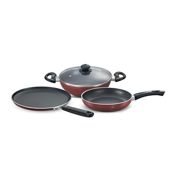 Prestige Omega Deluxe Induction Base Non-Stick Kitchen Set, 3-Pieces