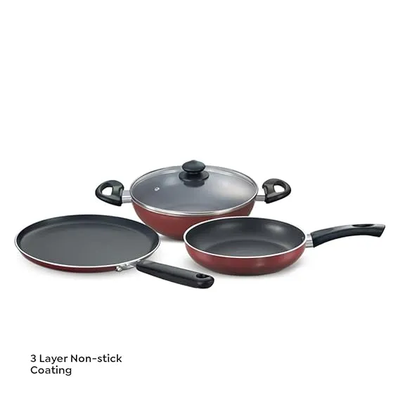 Prestige Omega Deluxe Induction Base Non-Stick Kitchen Set, 3-Pieces